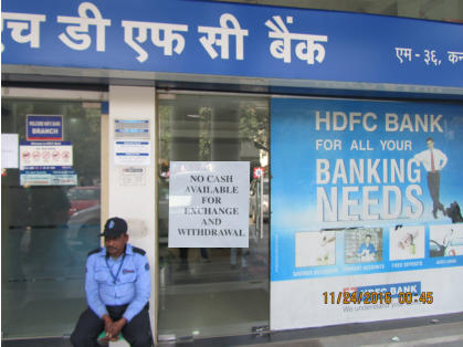 Bank in India Posts Notice Saying No Cash 