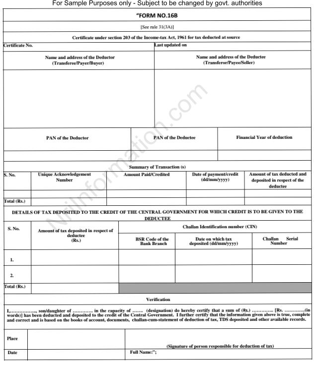 For Sample Purposes only - Subject to be changed by govt. authorities NriInformation.com